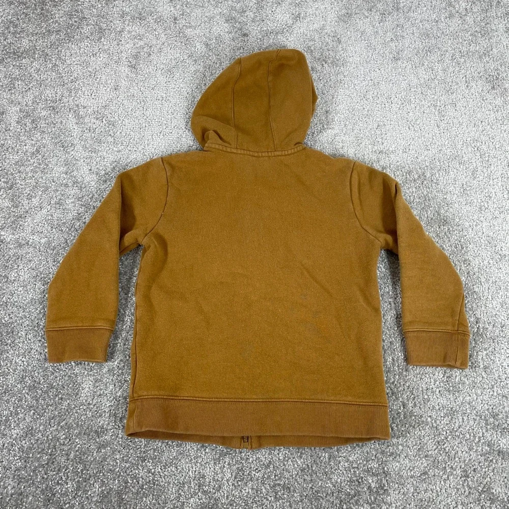 Carhartt Hoodie Kids Boys Size 7 Logo Full Zip Fleece Sweatshirt Brown Teddy